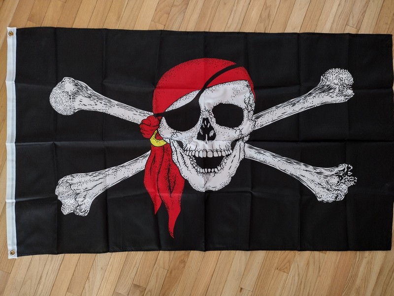 3' x 5' Nylon Jolly Roger Skull and Crossbones Pirate Flag (Used)
