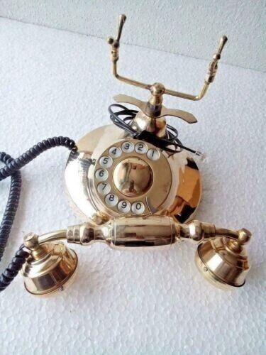 Antik Marine Nautisch Solid Messing Drehbar Anzeige Working Telefon Tisch Dekor - Photo 4/9