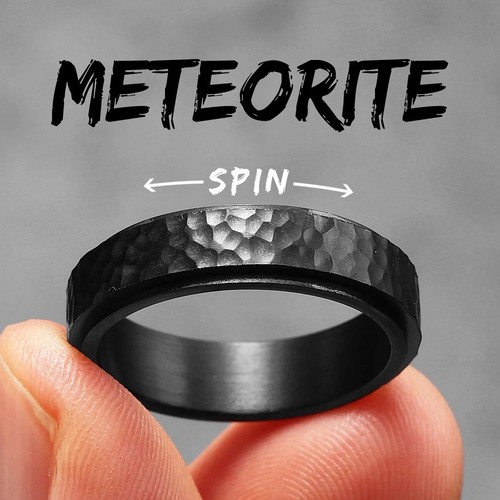 Forge Meteorite Fidget Spinner Anelli Uomo Acciaio Inox Donna Nuovi Gioielli Retrò - Foto 11 di 18