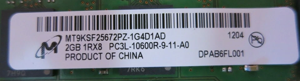 Micron MT9KSF25672PZ-1G4D1AD 8GB (4x2GB) PC3-10600 DDR3 ECC CL9 240P Memory - Image 3 of 3