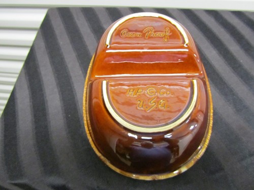 Vintage H.P. Oven Proof USA Pottery Brown Drip Glaze Dual Side Bowl 11" x 7 x 2 - Picture 6 of 6