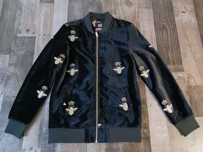 Mens Rr Perruzo Jacket Small S Velour Suede Queen Bee   Black Nice ! New!