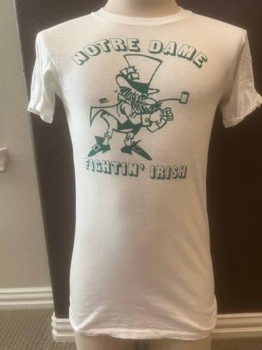 Vintage 70's Notre Dame Fighting Irish White T Shirt Size S - Picture 2 of 4