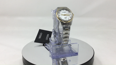 Citizen Womens Quartz Crystal Accent Bezel Dress Two Tone