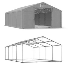 4x8 Lagerzelt Garagenzelt Zelthalle Werkstattzelt 8x4 grau DasCompany PVC SP