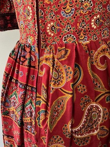 Vintage c.1970 Mountain Artisans Paisley Cotton Dress - Picture 6 of 8