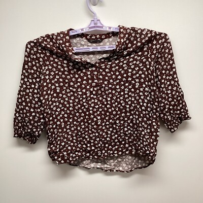Defacto Womens Shirt Sz M Long Sleeve Pullover Stretch Top Floral Henley