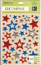 K&Company AMERICANA Star Pillow Scrapbook Stickers  NIP