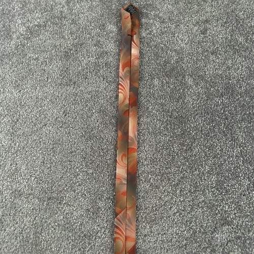 Madison Burnt Orange Abstract Floral Necktie 3.25 x 58.5 Silk Wide Classic - Picture 11 of 13