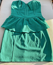 Urban Outfitters Pins and Needles Green Strapless Peplum Bodycon Mini Dress Sz 4