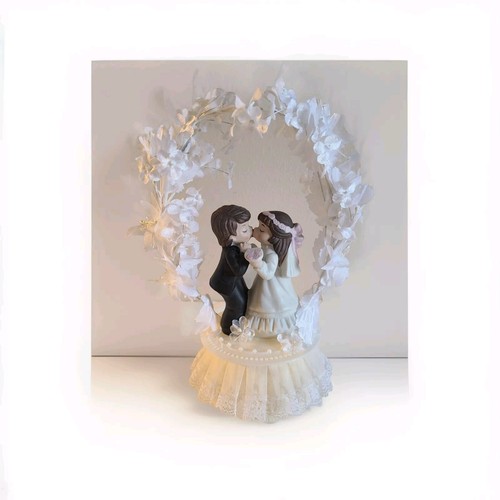 Vintage 70s Bakery Crafts Little Bride And Groom Cake Topper Kissing Hong Kong