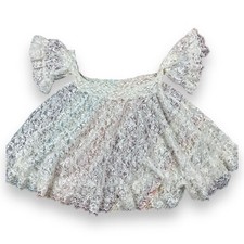 DUET Teddy Vintage White Lace Lingerie One Size Ruffles USA 90s 80s