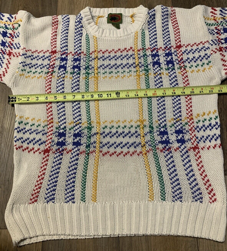 VTG 90's Boston Traders Knit Sweater Mens M Crew Neck Cosby Colorful Rainbow - Picture 4 of 10