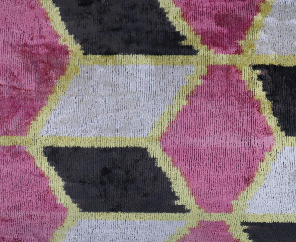 Handmade Rectangle Velvet Feather Geometric Throw Pillow 16 x 24 in (40 x 60 cm) - Image 4 of 4