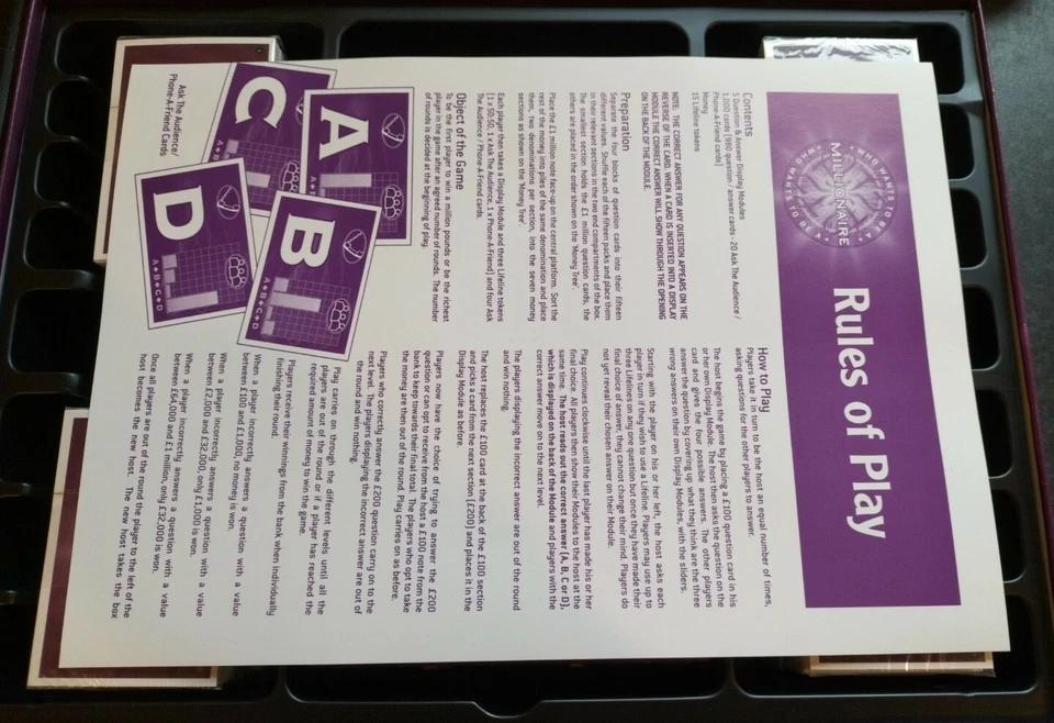 WHO WANTS TO BE A MILLIONAIRE 2ND EDITION "UNUSED PARTS UPSTARTS 2001 FAMILY FUN - Image 2 of 4