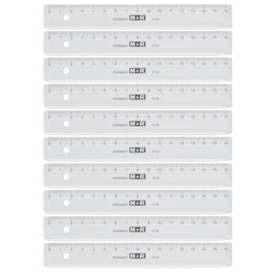 10 x 16cm Lineal Schullineal aus Kunststoff Maßstab, schmal klar M+R