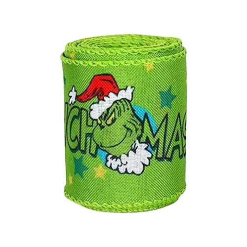 1/4X Grinchs Ribbon Wired 2.5In 4 Roll 20Yards Christmas Ribbon Wreaths Bows DIY - Picture 15 of 17