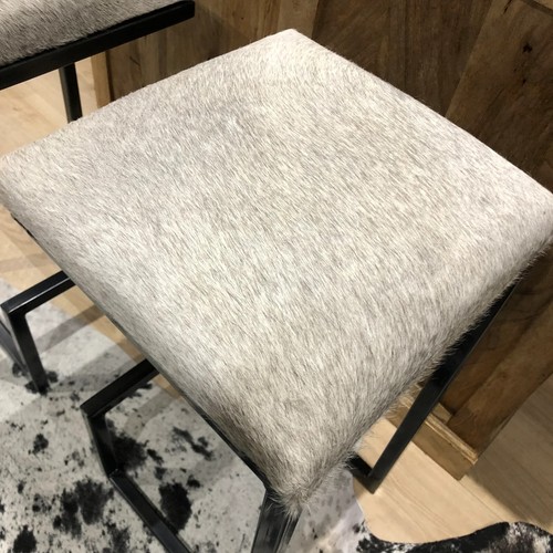 Grey Cowhide Luxury Modern Bar Stools (pair) - Picture 2 of 7