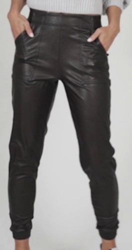 NWT NEW SPANX Faux Leather Like PVC Pull-on Black Joggers-20283R-Plus Size 3X - Picture 2 of 11