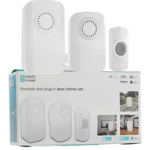 Wireless Portable & Mains Plug In Door Bell Chime Set 26 Chimes 100
