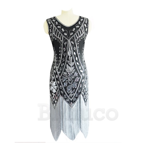 1920s Flapper Beaded Dress Gatsby Wedding Party Prom 20's Luxury Evening Dresses - Picture 11 of 14