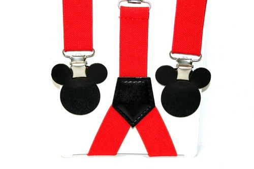 Disney Baby Mickey Mouse Suspenders and Bow Tie Set Toddler Red Black Brand New - Picture 6 of 7