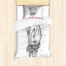 Image of Halloween Duvet Cover Set Witch Hand with Eye Blood