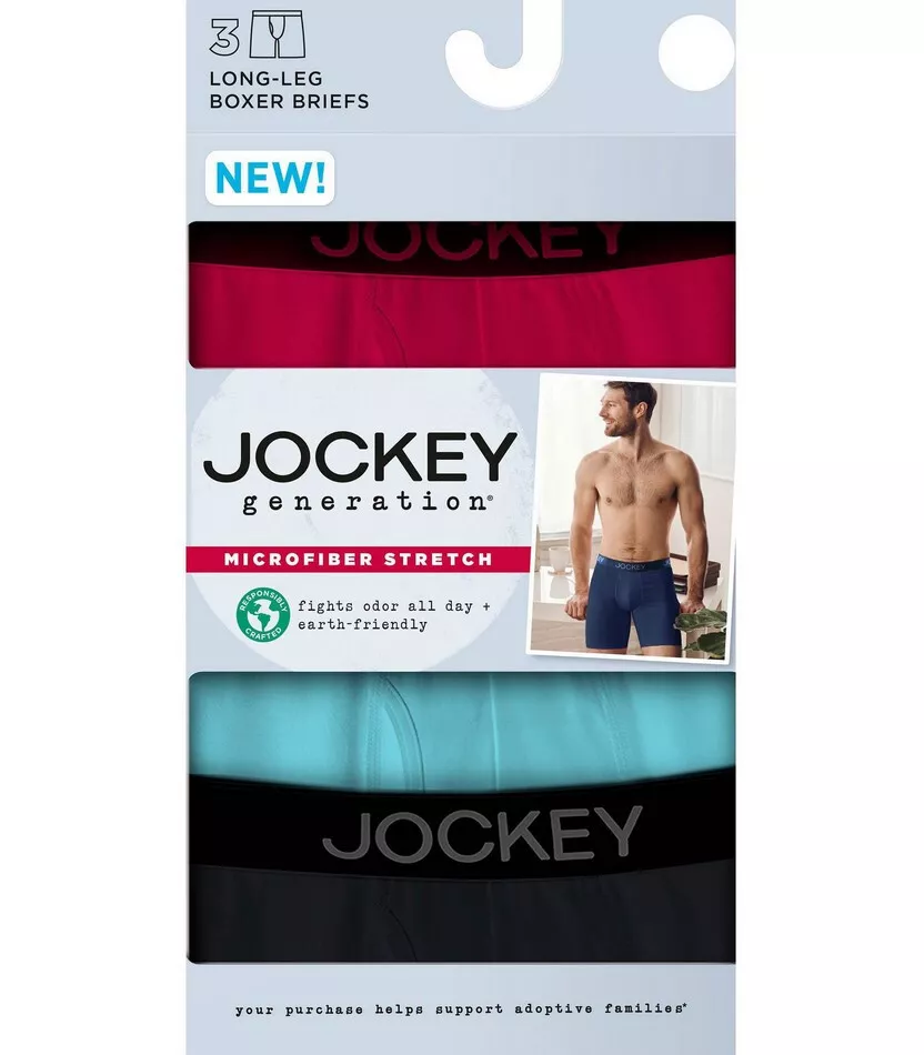 Jockey Generation Mens Micro Stretch Boxer Briefs * S Long Leg * 3