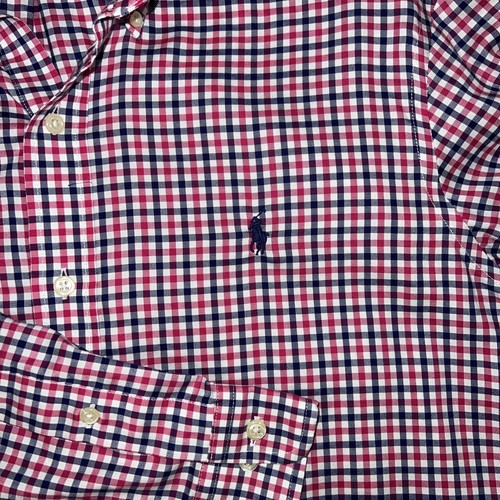 Ralph Lauren Etiqueta Azul Rosa Cuadros Abotonada Talla Grande Sin Planchar, Camisa de Trabajo - Imagen 5 de 8