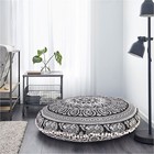 82 Cm Black & White Elephant Mandala Floor Pillow Meditation Round Cushion Cover