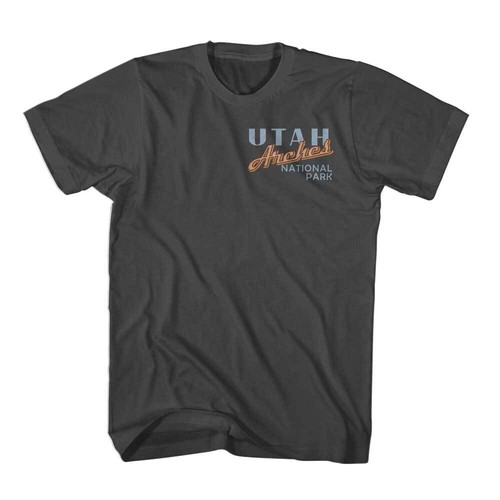 Utah Arches Mens T-Shirt National Retro Park 2 Side Moab Canyon Stone Monuments - Picture 3 of 5