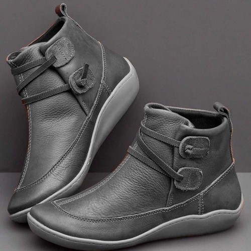 Women's Vintage Ankle Boots Arch Support Shoes For Women With Side Zipper Flat - Picture 18 of 23