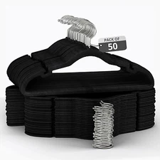 Velvet Non-Slip Clothing Hangers 50 Pack Black Gray Ivory