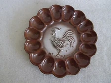 Vintage SHEFFIELD POTTERY 20-7 Deviled Egg Platter  Brown Rooster EX. Cond