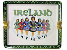 Vintage Ireland Irish Dance Shamrock Porcelain Ashtray Colgate Trinket Dish