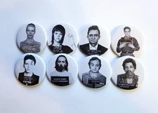 Famous Celebrity Mugshots Pinback Buttons Magnets & Bottle Openers. Set 01