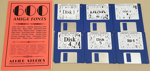 600 Amiga Fonts ©1992 Allied Studios for Commodore Amiga