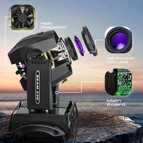 UKing 230W Disco Moving Head Light GBW Gobo Spot Lighting DMX DJ Beam Stage Show - Picture 8 of 22