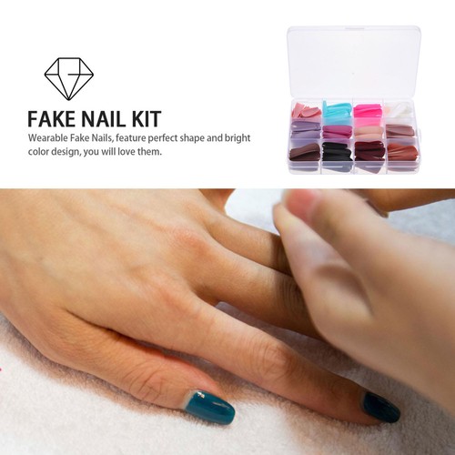 False Nail Colored Fake Nails Nails For Women Fake Nail Kit Women Girls - Picture 3 of 12