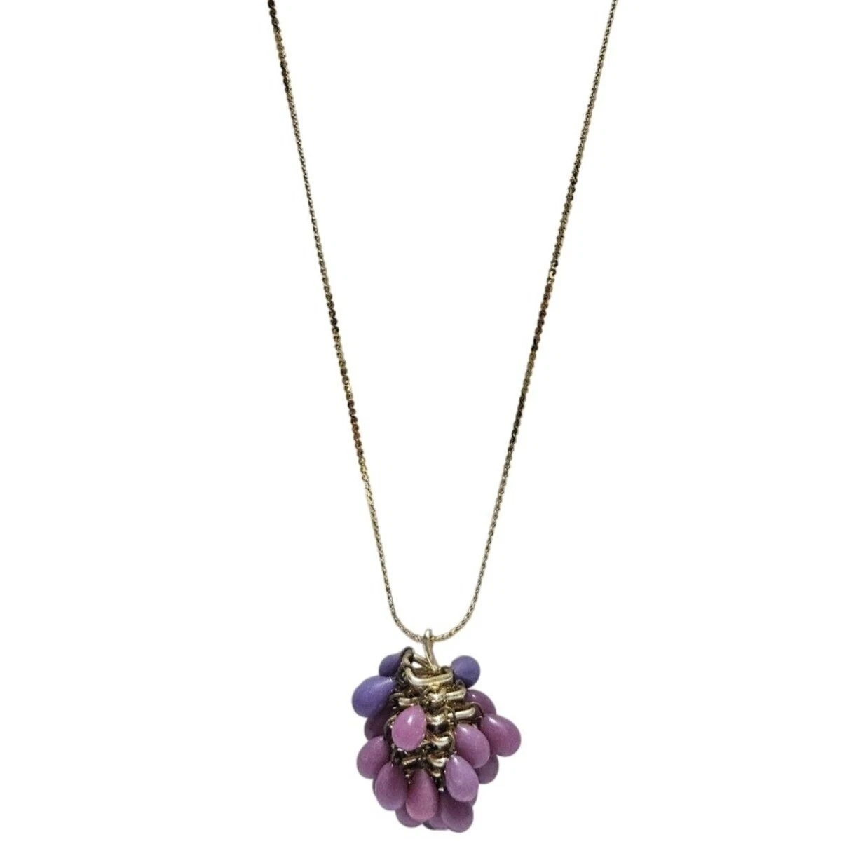 VETEMENTS Collana Vintage Viola Rosa Perline Grappolo Ciondolo Retrò Moda Gioielli Donna