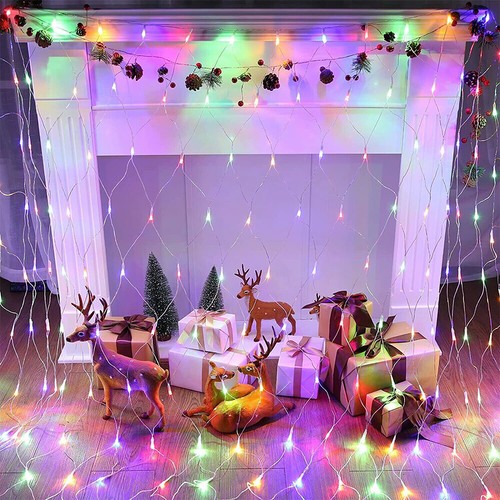 200 LED Fairy String Net Mesh Curtain Lights Wedding Party Waterproof Decor Lamp - Picture 7 of 12