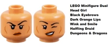 LEGO Minifigure Head Girl Orange Lips Wink and Smile Halfling Druid Dungeons