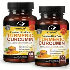 2 Bottles Turmeric Curcumin 2600mg with Ginger  Black Pepper Capsules For Adult