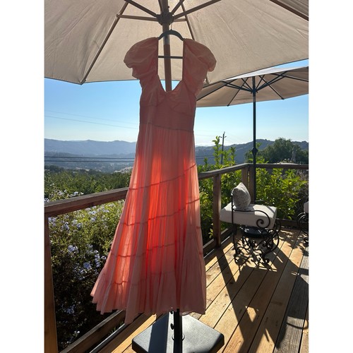 Free People Sundrenched Smocked Puff Sleeve Maxi Dress Tiered Large Milkmaid - Picture 3 of 18