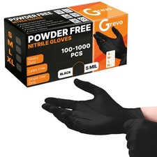 Disposable 8 mil Black Nitrile Gloves Heavy Duty Latex Powder-Free Text...