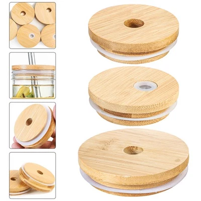 3pcs Flaschenflasche luftdicht mit Löchern Kaffeetasse Holzdeckel - Bild 1 von 4