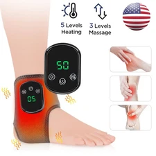 Rechargeable Electric Foot Ankle Massager Vibration Heating Brace f/ Pain Relief