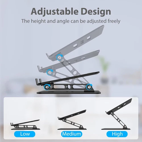 Adjustable Laptop Stand Metal Foldable Holder 10-15.6" Heat Dissipation Desk