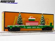 MTH RAILKING CHRISTMAS FLATCAR WITH LIGHTED CHRISTMAS TREES O GAUGE 30-76943 NEW