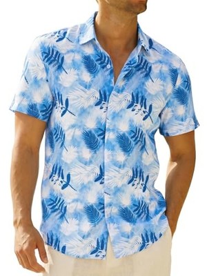 Hawaiian Shirt Tropical Graphic Print Mens Casual Button Up Aloha